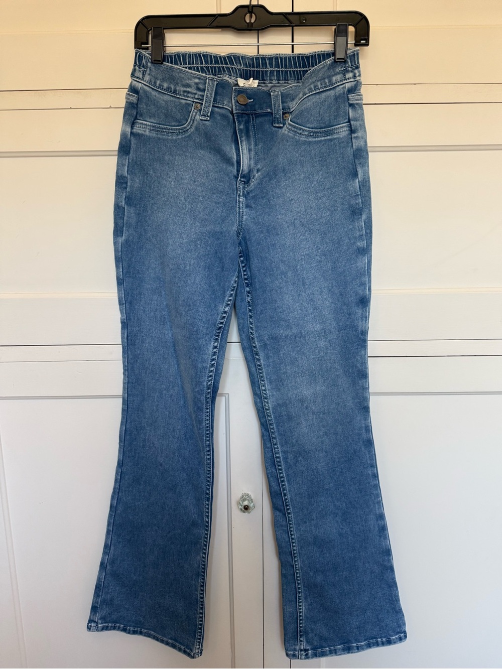 AERIE Mid Blue Flare Jeans with Elastic Waist